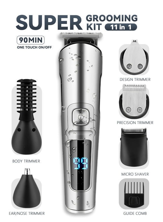 BASILKIT Electric Hair Trimmer for men,11-in-1  Body Trimmer ，Body Shaver Groomer Safe Suitable, Shaver Rechargeable Waterproof Wet And Dry,Electric Shaver for Men black - Image 1